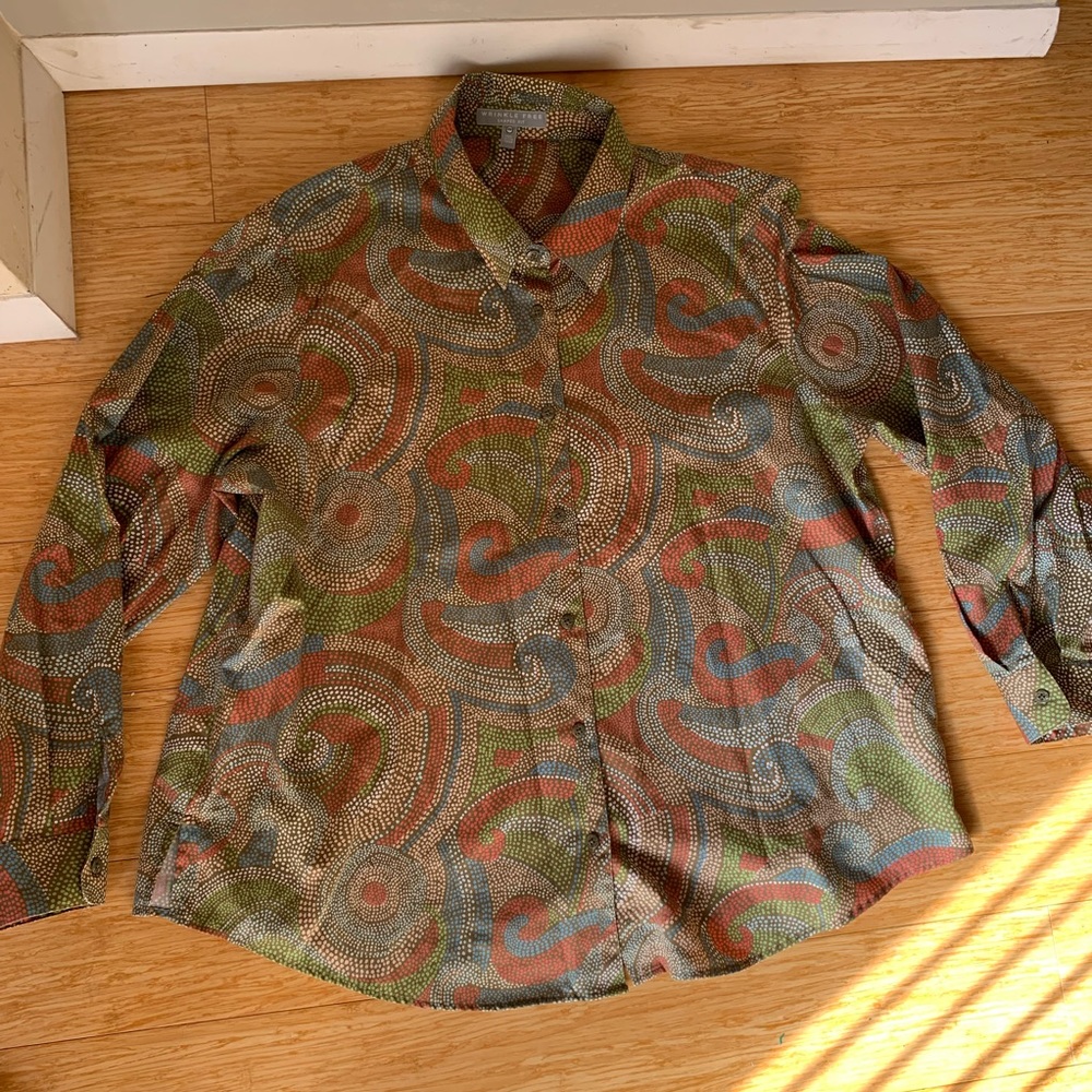 FoxCroft Paisley collared button down Blouse Top
